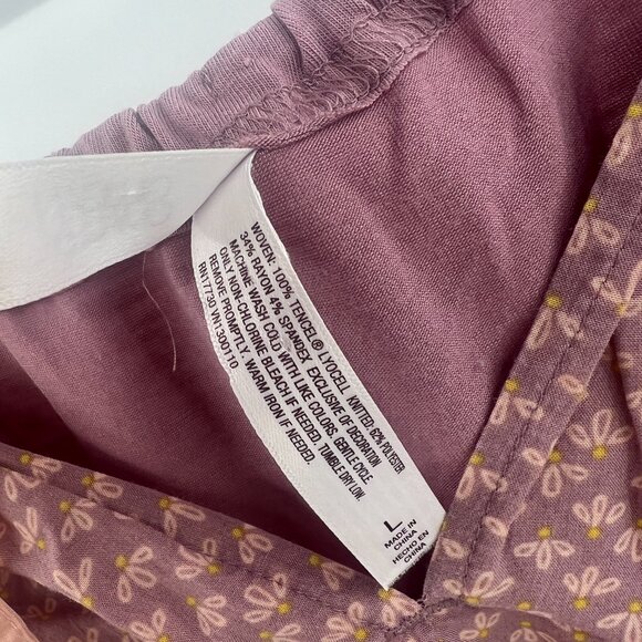 Gilligan & O'Malley Mauve Pink Floral Print 100% Tencel Sleep Tank Women's Large - Picture 3 of 4